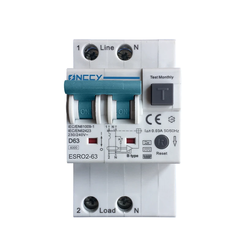 ESL1-100 Type B 2P(1P+N) 63A 剩余电流断路器 剩余电流断路器